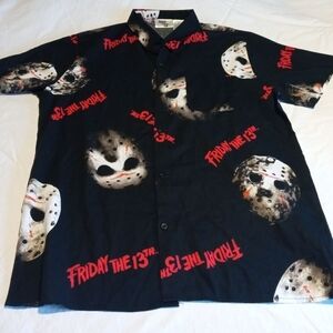 Friday the 13th Graphic Black Button Down Shirt